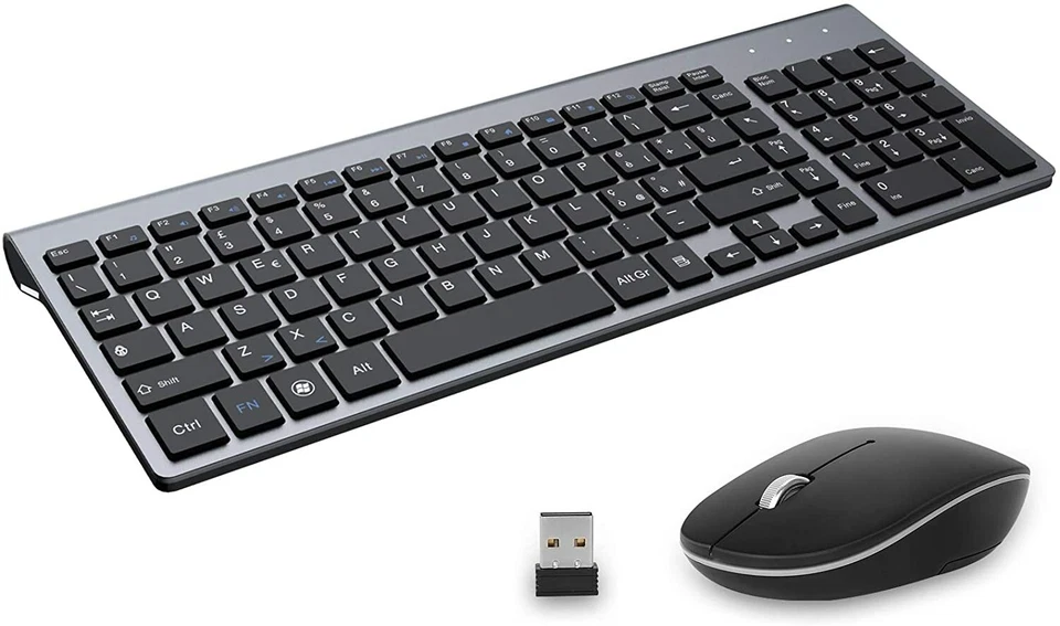 TASTIERA E MOUSE WIRELESS- USB ERGONOMICO SENZA FILI PER PC WINDOWS COMPUTER MAC