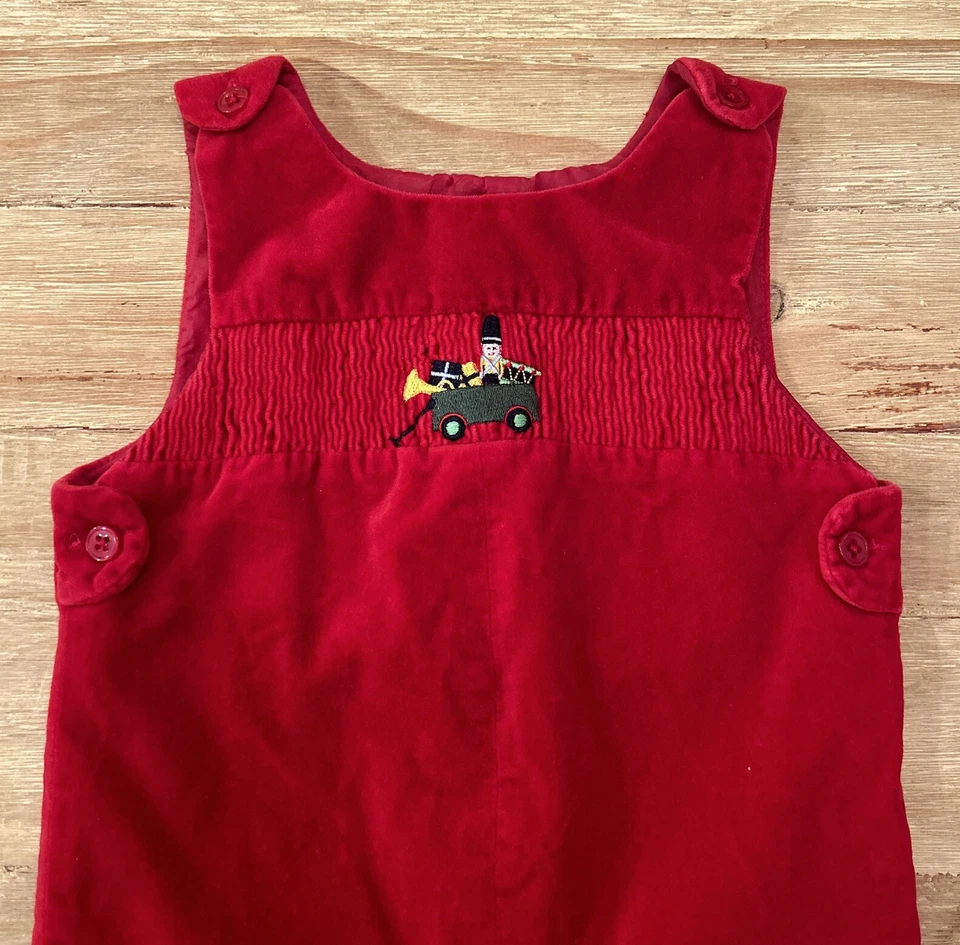 Talbots Niños Terciopelo Vacaciones Una Pieza Niños 18mos Rojo Navidad Calado De Colección Foto 2 de 4