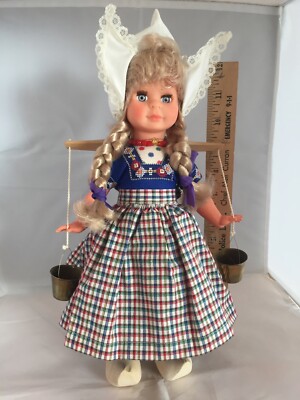 Vintage Beja Ede Holland 14'' Costume Doll with Wooden Shoes and Buckets