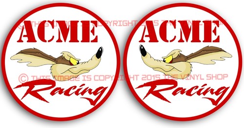 2 inch set Acme Racing WILE E. COYOTE FUNNY GASSER RAT ROD HOT ROD RACING DECAL - Bild 1 von 2
