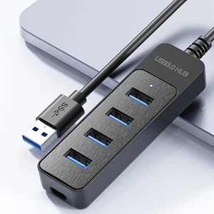 4 Port USB 2.0 Hub Splitter Bureau haute vitesse PC Mac OS portable