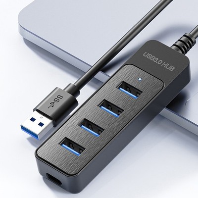 4 Port USB 2.0 Hub Splitter High Speed Desktop PC Mac OS Laptop