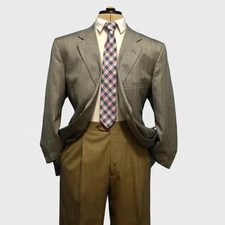 Tom James X Holland Sherry Sport Coat 46R Gray Herringbone Wool 2 Button