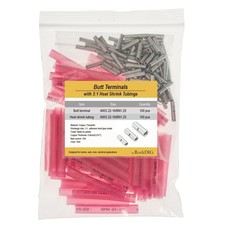 100-Pairs AWG 22-16 Non-Insulated Tinned Copper Butt Terminal Wire Connector ...