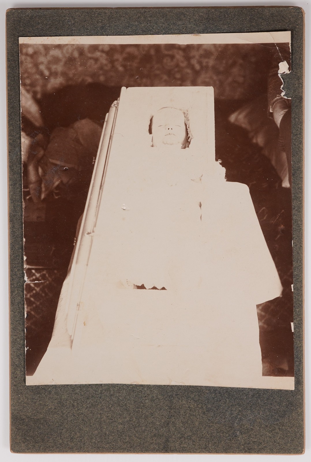 Cabinet Card Victorian Post-Mortem Child In White Dress In Coffin