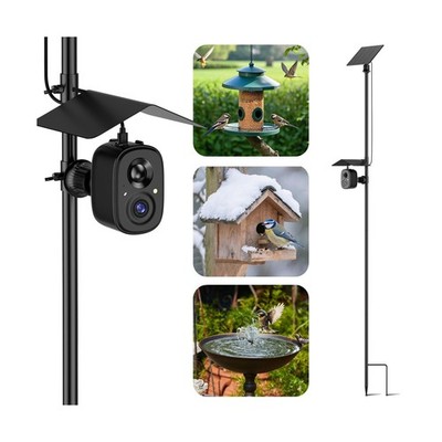 Smart Bird Feeder Camera Solar Powered with Pole, 2.5K HD Birdwatching Live V...