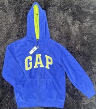Gap Unisex Kids L Blue/Green Logo Full Zip Hooded Hoodie Sweatshirt Pockets