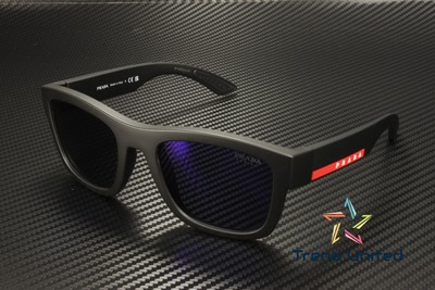 PRADA LINEA ROSSA PS 01ZS 1BO05U Mt Black Dk Blue Mir Violet 53 Men's Sunglasses