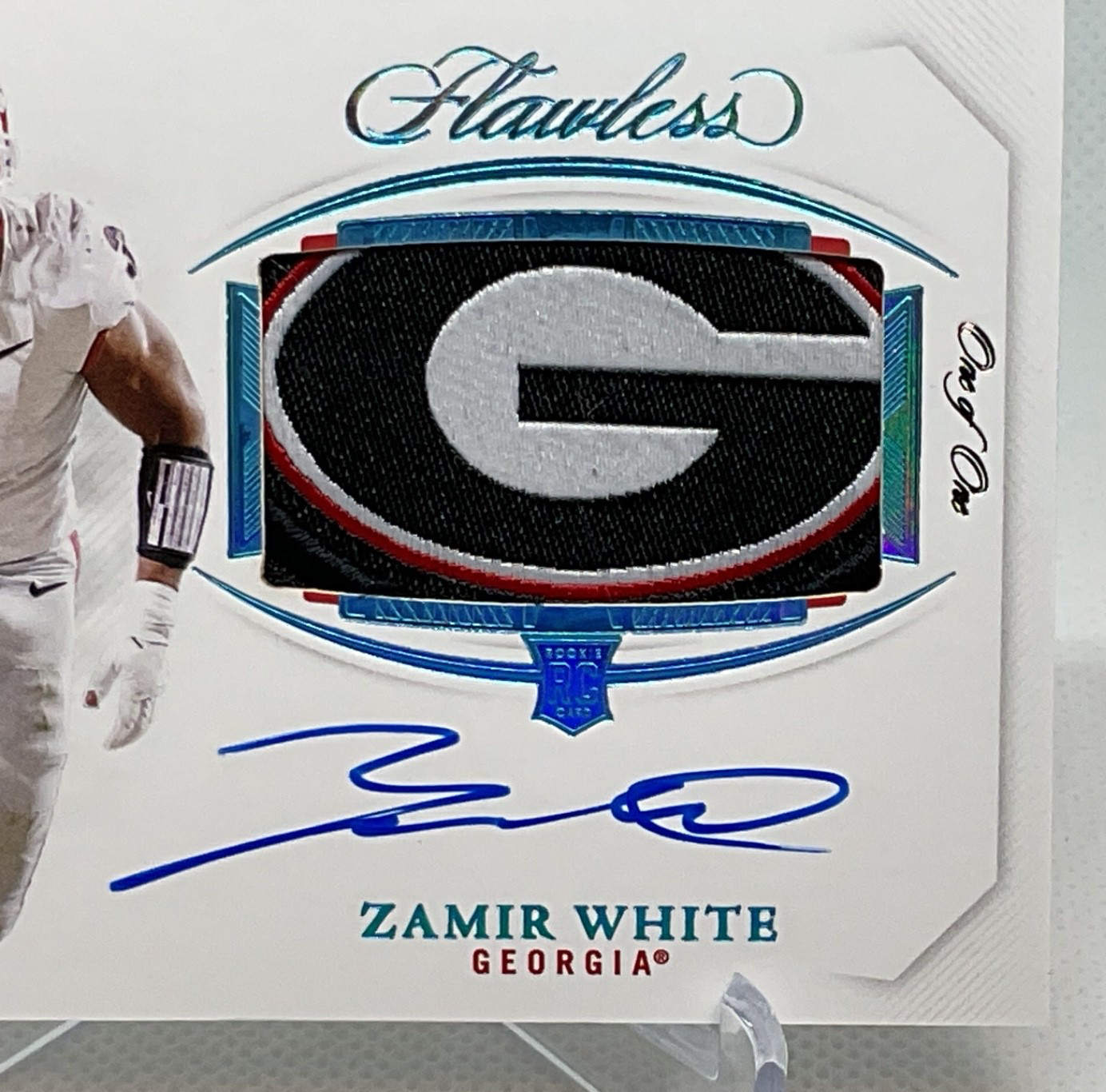 Zamir White 2022 Flawless Collegiate Rookie Auto Logo Patch 1/1 Georgia Bulldogs view 2