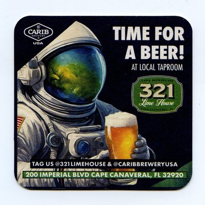 1 Carib Brewery USA / 321 Lime House New Beer Coaster Cape Canaveral, FL