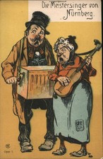 Opera Die Meistersinger von Nurnberg Organ Grinder Original Vintage Postcard