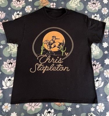 Chris Stapleton Horseback Cowboy Black Graphic T-Shirt Large Country Music Tee