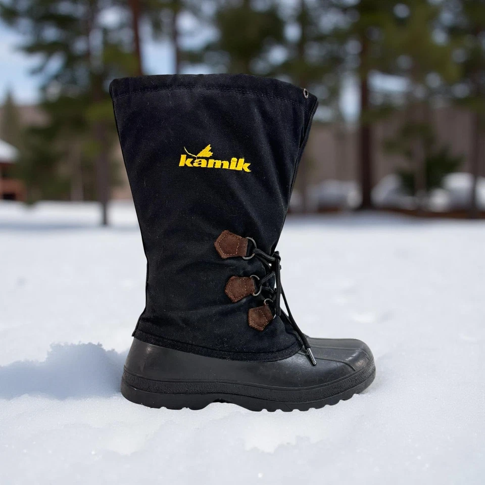 Kamik 黑色冬季雪地靴男式 9 防水隔热户外 + Dickies 袜子 — 第 3/4 张图片