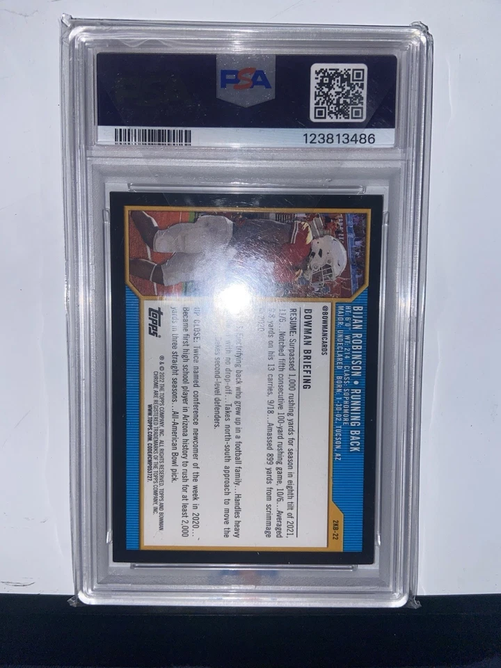 2021 Bijan Robinson Texas Longhorns Topps Bowman U #2KB-22 PSA 7 1/1 Foilfractor - Image 4 of 4