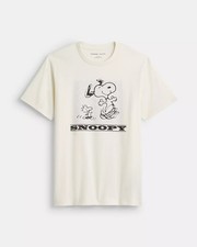 NWT COACH x PEANUTS Men's Snoopy Signature T-Shirt CAF64 Chalk XXL Still Sealed