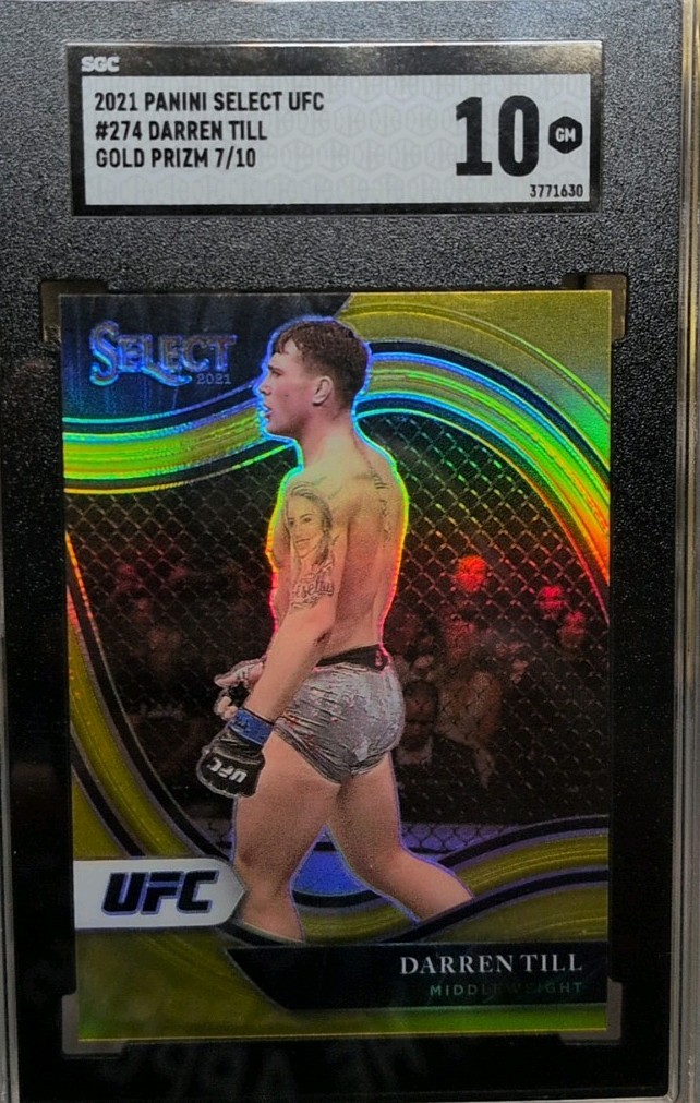 /10 GEM MT 2021 Panini Select UFC Octagonside Darren Till #274 Gold Prizm