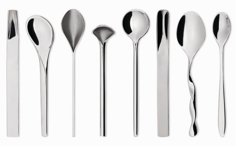 Alessi MSPOONSET Il Caffè/Tè Designer Coffee Spoon Set of 8 Mirror