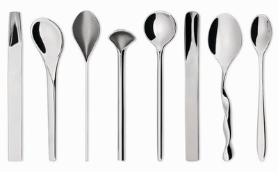 Alessi MSPOONSET Il Caffè/Tè Designer Coffee Spoon Set of 8 Mirror