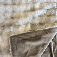 Serenity Home 50"x60" Ultra Soft Luxury Fleece Waffle Throw beige, & tan double