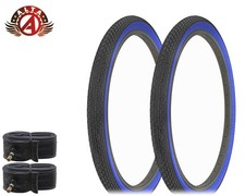 2 ALTA PERFORMANCE Bicycle 24" x 2.125" Black/Blue TIRES Mini BRICK W/Tubes.