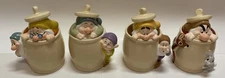 Complete Set Of Disney Peek-A-Boo Snow White Seven Dwarfs Cookie Jars Excellent 