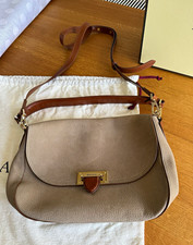 Aspinal of London Taupe Pebbled Leather Crossbody Turn Lock, Dust Bag