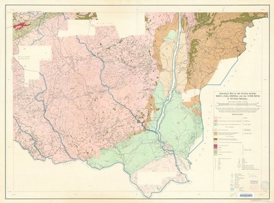 Geologische Karte des Landes zwischen  in Südrhodesien Simbabwe 1933