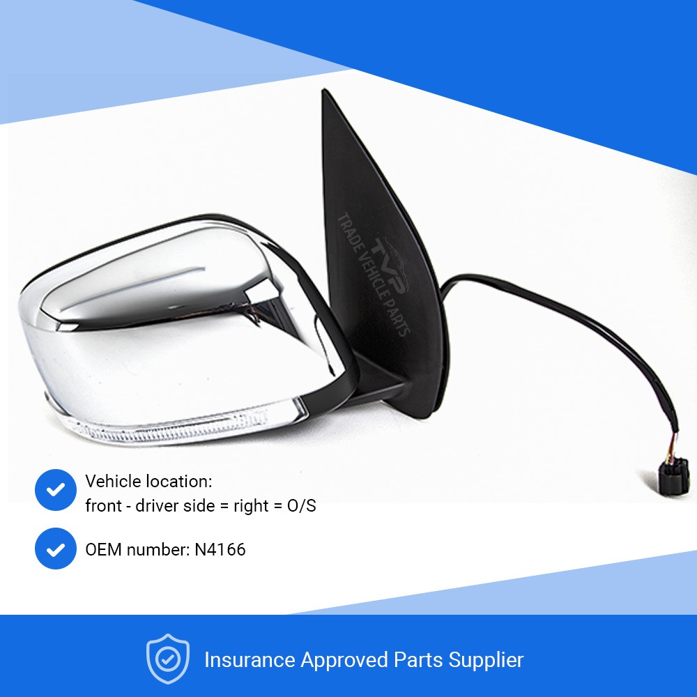 Fits Nissan Pathfinder 07-14 Door Wing Mirror Elec. Indicator Chrome Cover Right