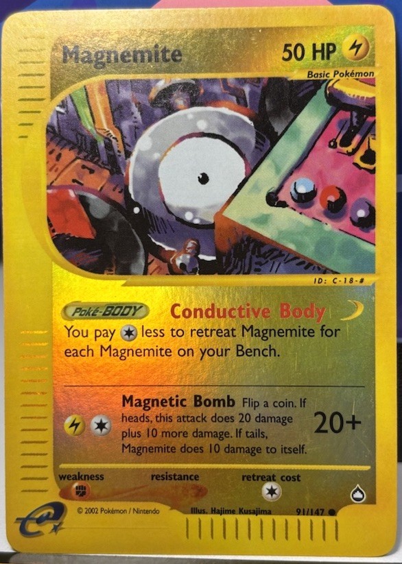 Pokémon TCG Magnemite (91) Aquapolis 2003 Reverse Holo Foil