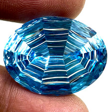 VVS 48.90 Cts Certified Natural Blue Topaz Custom Cut Unique Gemstone 27x21mm