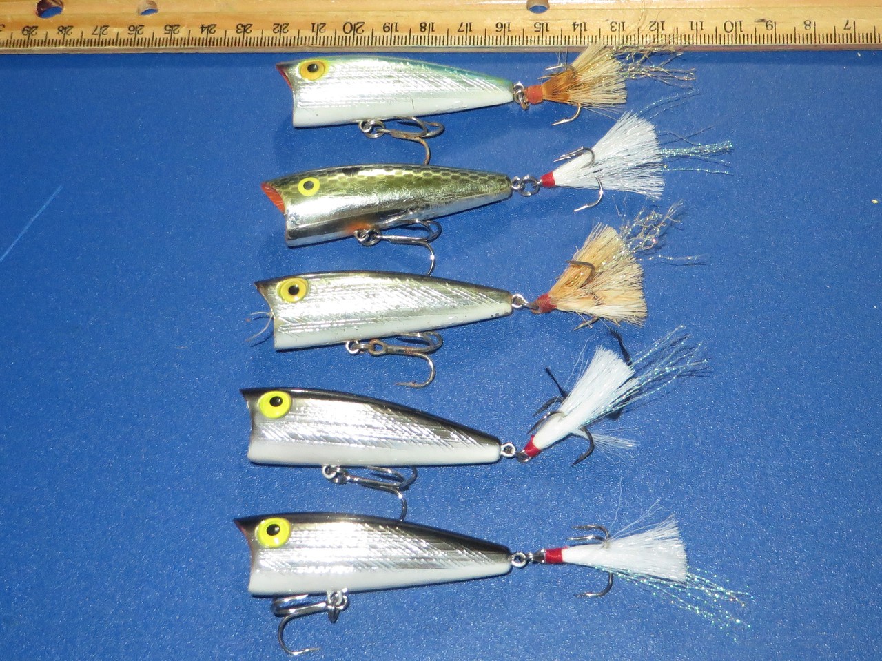 Lot of 5 Rebel Pop-R Topwater Lures 2 Inch Chrome Blue Black - Image 2