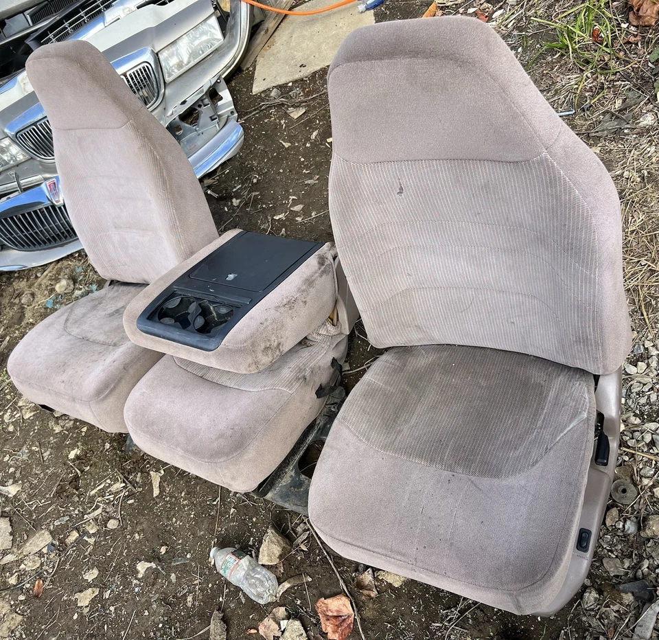 Camión Ford F-150/250/350 1992-1996 asientos con canastilla y consola bronceado necesita limpieza OEM Foto 3 de 4
