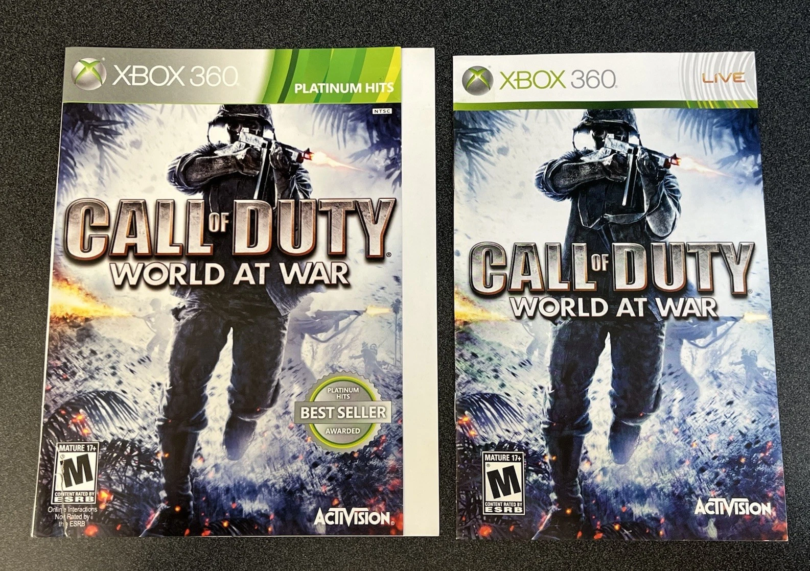 XBox 360 Call Of Duty World at War Case Insert and Instruction Manual Only
