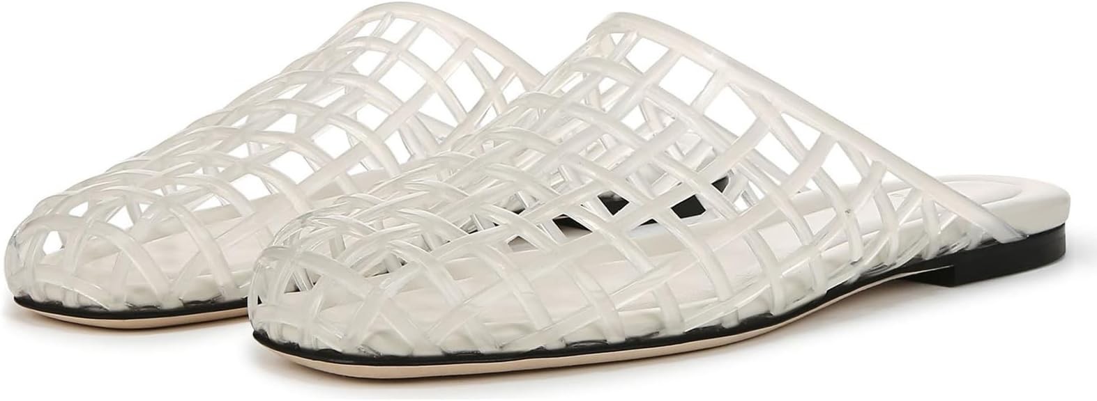 Womens Clear Jelly Shoes Slip on Closed Toe Jelly Mesh Flats Sandals Slide, SZ 9