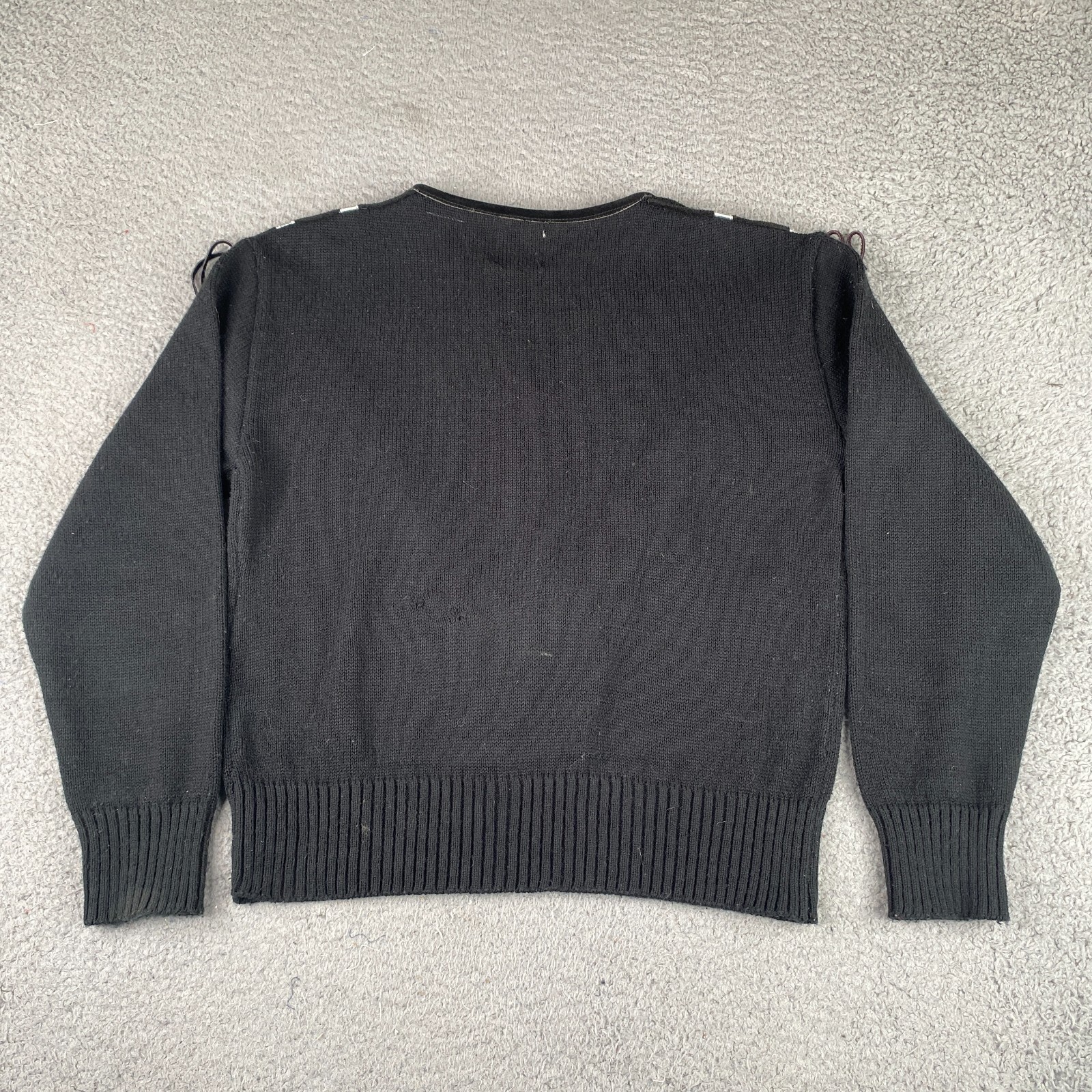 Vintage Miller Outerwear Western Sweater Womens Medium Black Acrylic Knit Fringe