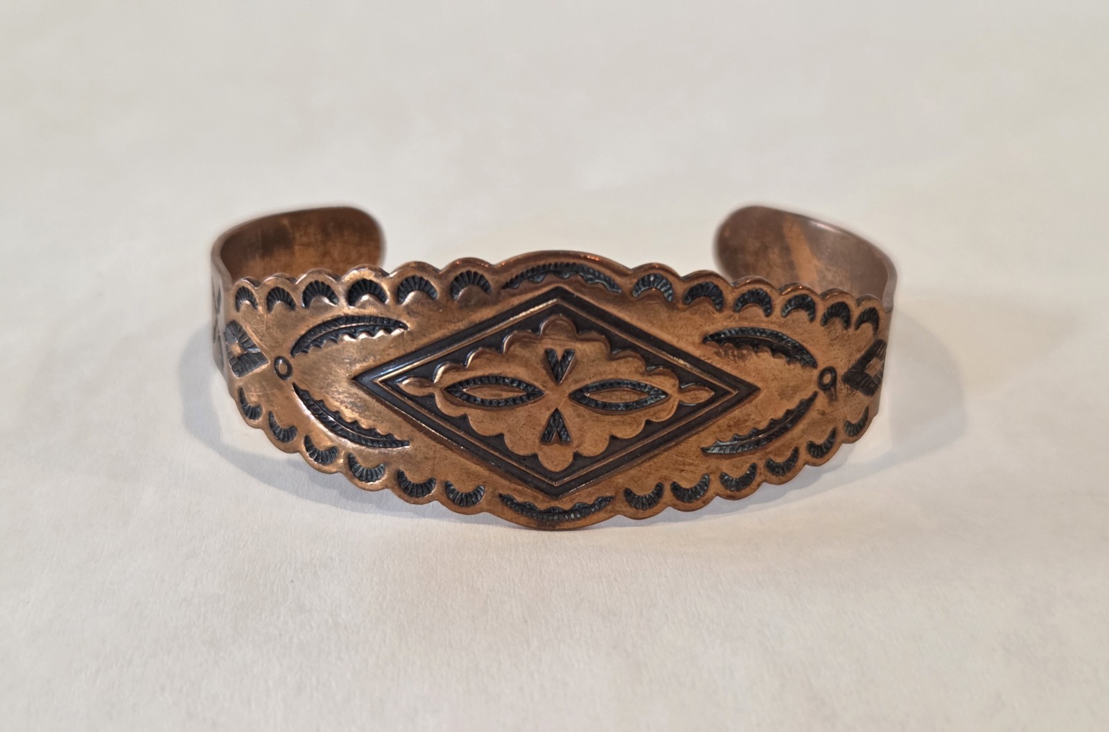 Solid Copper Native American Bracelet Navajo Vint… - image 1
