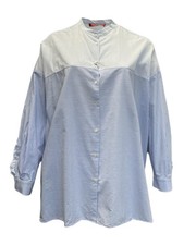 Marina Rinaldi Women's Blue Famoso Button Down Cotton Shirt Size 22W/31