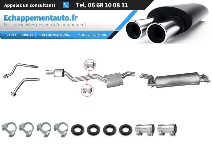 Échappement Mercedes W123 250 berline complet en acier aluminisé 1976-1985