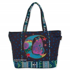 Laurel Burch Moonside Cat EXTRA/LARGE Shoulder Tote 20" x 6" x 13" RETIRED New