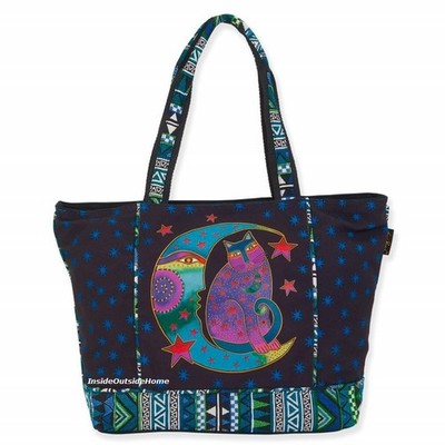 Laurel Burch Moonside Cat EXTRA/LARGE Shoulder Tote 20'' x 6'' x 13'' RETIRED New