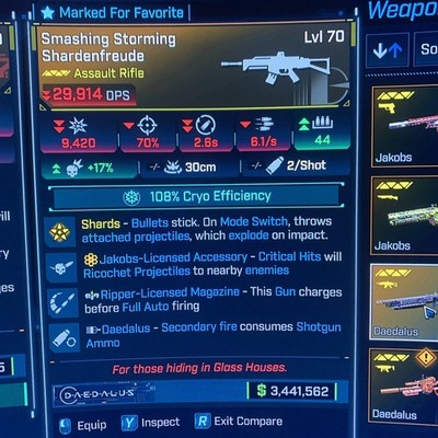 Borderlands 4 LVL 70 NEW AR SHARDENFREUDE GOD ROLL All PLATFORMS