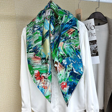 100 Twill Silk Scarf Bandanna Square crystal Print Shawl 88X88cm Wrap