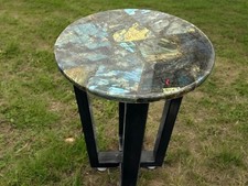 Mesa auxiliar de labradorita, mesa de centro, decoración del hogar, mesa auxiliar, mesa de ágata