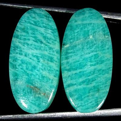 21.00Cts Natural Amazonite Pair Loose Gemstone Shape Oval Size 12x24x4mm