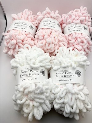 Mixed Lot of 5 Loops & Threads Loops Pastel Boucles Polyester 6.9yd Finger Yarn