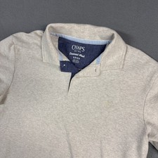 Chaps Polo Shirt Mens Small Ivory Heathered Seacoast Wash Stretch Short Sleeve