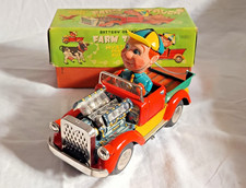 1960' - Nomura A-36 Action Farm Truck Battery Op. Piston Tin Toys Japan + Box