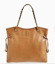 Tory Burch Women's Marion Tan Leather Pebbled Tote Bag