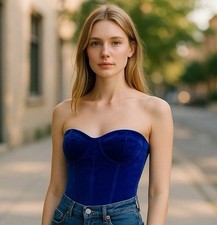 Massimo Dutti Studio Royal Blue Sweetheart Ne...