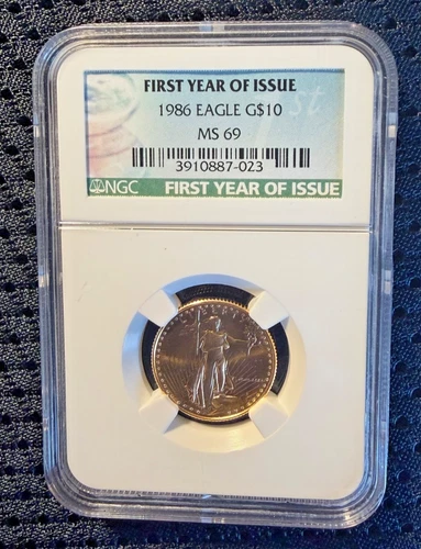 1986 G$10 1/4 oz Gold American Eagle - First Year Issue - NGC MS 69
